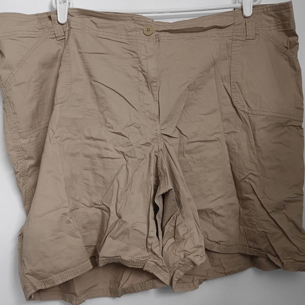 Fashion Bug Shorts Womens Plus Size 26W 26 W Khaki Stretch Pockets Cotton Light
